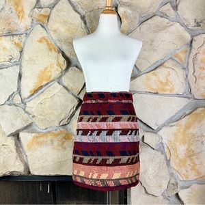 NWT Maje Jakarto Jacquard Mini Skirt Painted Hills Rouge | FR36